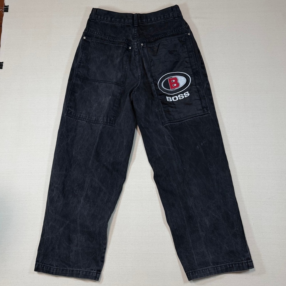 Vintage Boss by IG Design Baggy Jeans 30x29.5 Black Faded 90s Streetwear